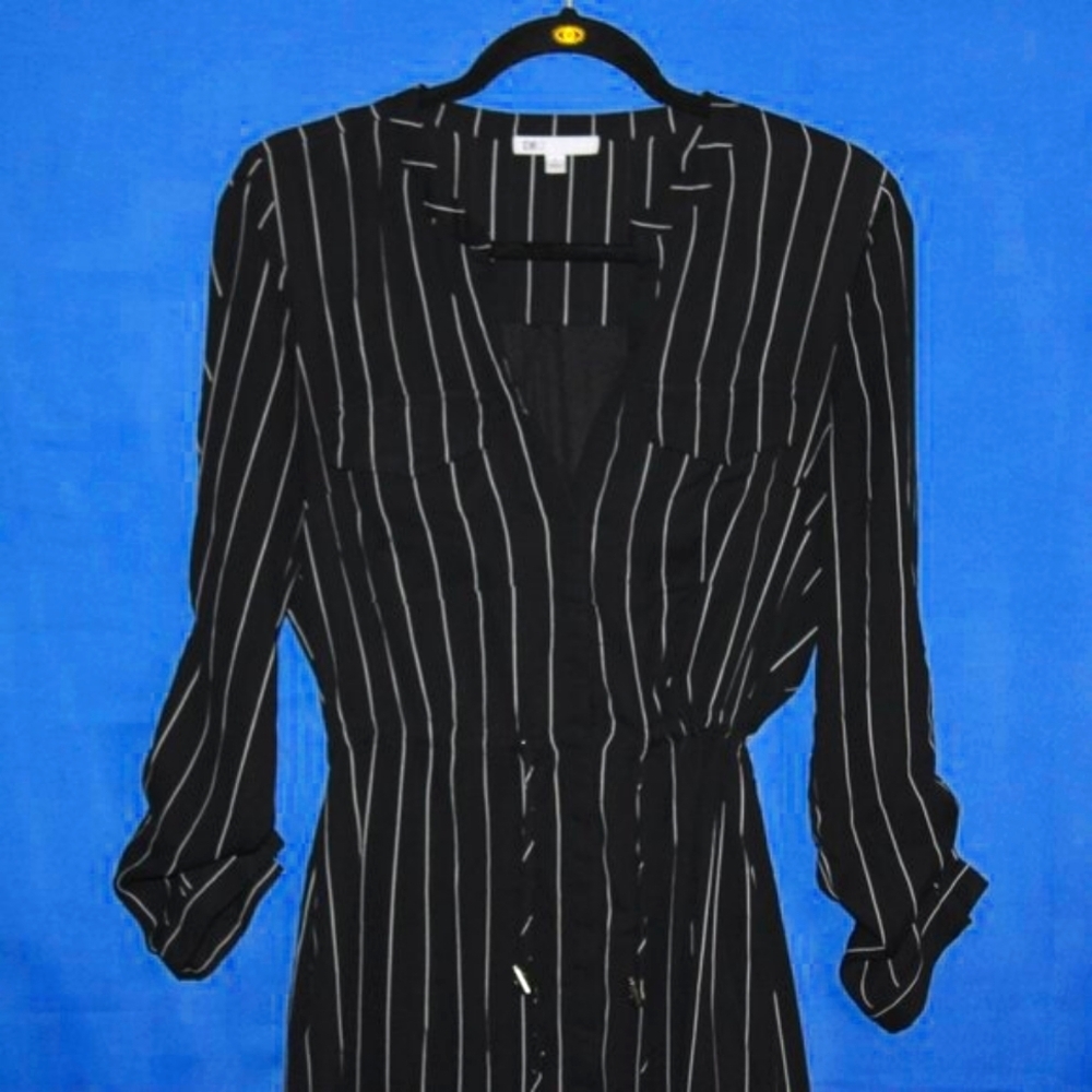 DR2 Pinstripe Shirtdress - Women's Size S - Black & White - Long Sleeve